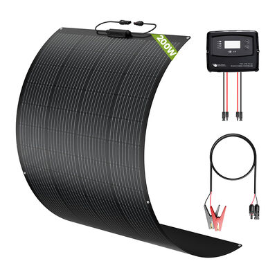 200w solar panel kit for rv caravan,campervan,motorhome with semi flexible solar panel and IP67 5 stage charging pwm solar controller for AGM GEL WET CALCIUM LiFePO4 and LTO battery