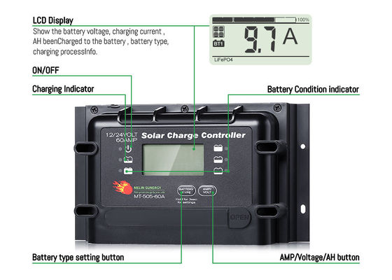 12V/24V Compatible IP22 Rated Digital Solar Charge Controller with 2 Years Warranty
