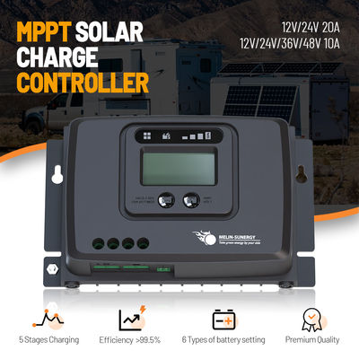 Digital Smart RV MPPT Solar Charge Controller with 100V Maximum Input Voltage 99.5% Efficiency and 5 Stage Charging